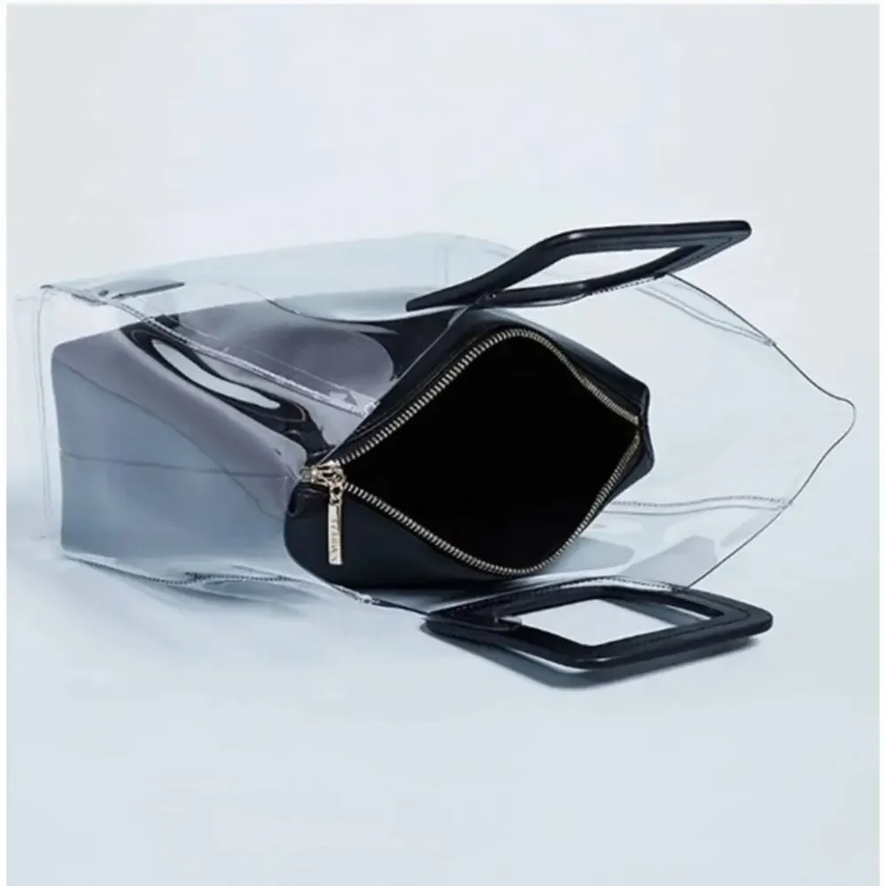 Staud Clear PVC Shirley Tote Top Handle Transparent Casual Summer Resort Chic